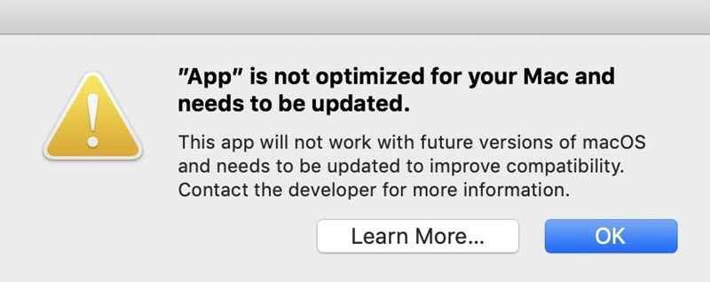 32 bit App Warning macOS