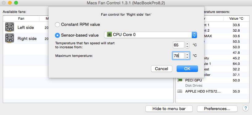 imac hdd fan control free