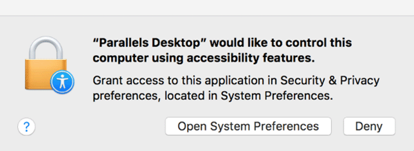 Parallels Desktop Accessibility Request