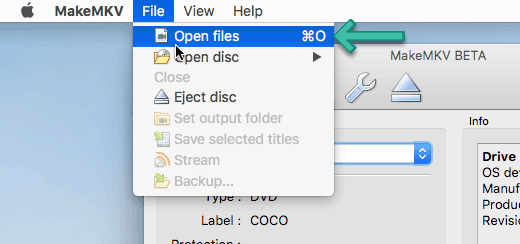 MakeMKV Open Files