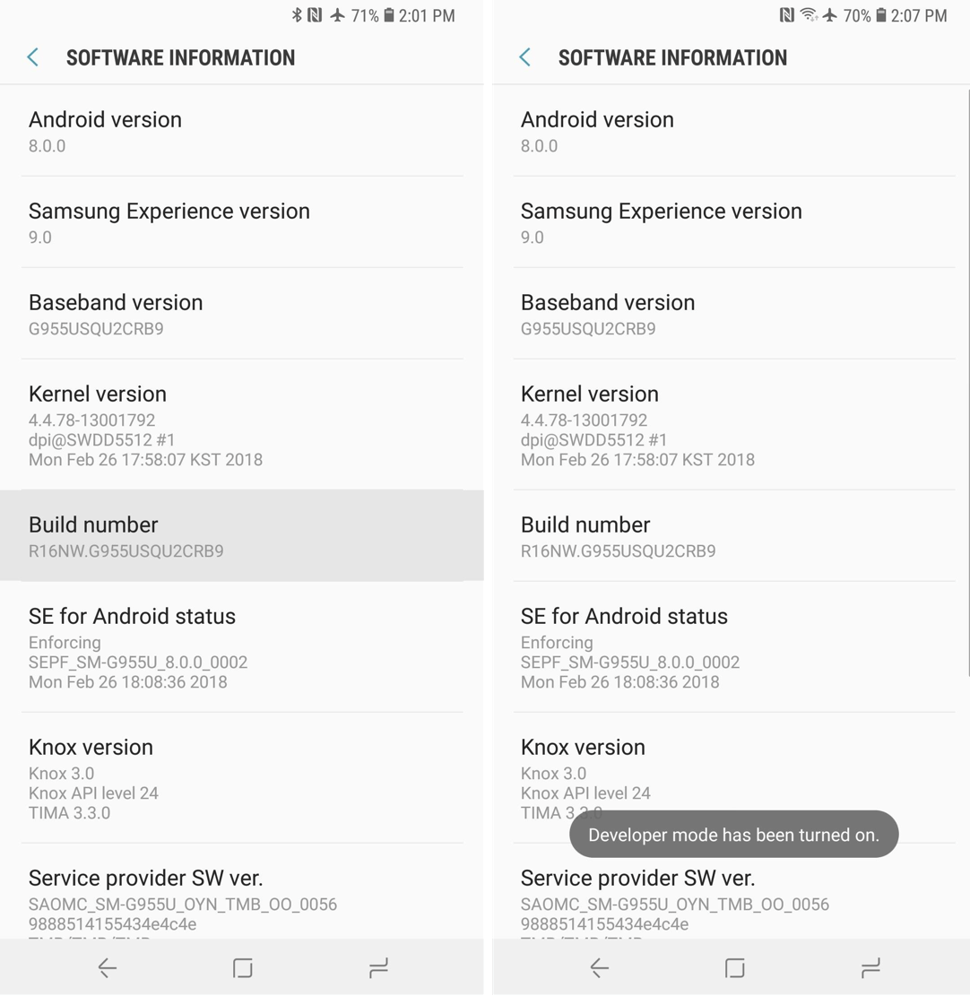 Galaxy S9 Developer Mode