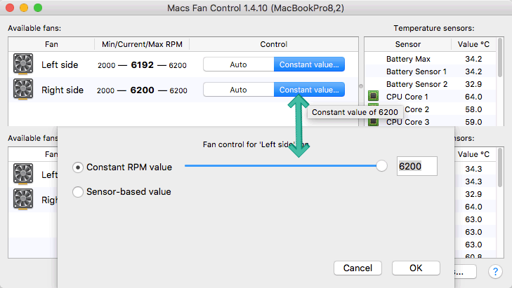 macs fan control change max rpm