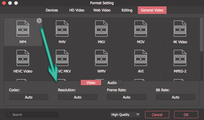 Format Setting for Recording