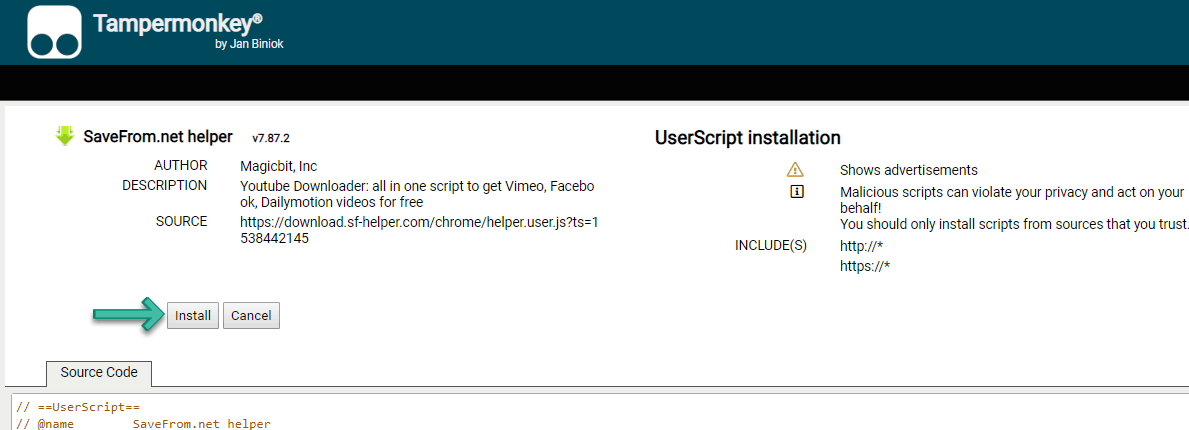 SaveFrom.net helper userscript
