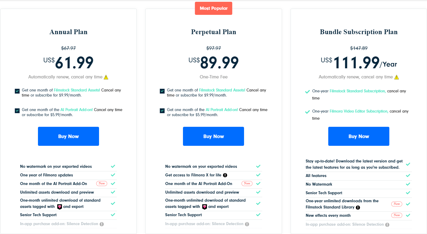 Filmora Pricing