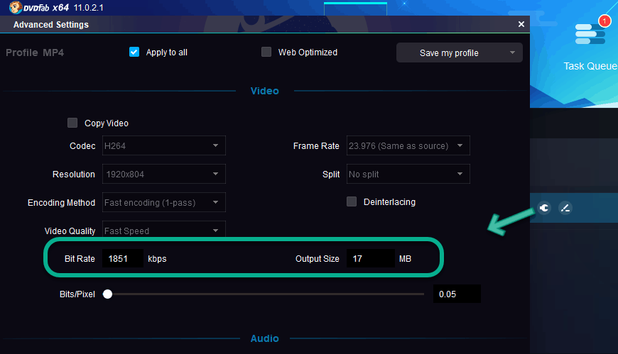 mp4 compression rate setting