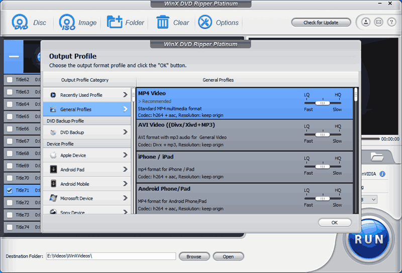 WinX DVD Ripper MP4 Profile