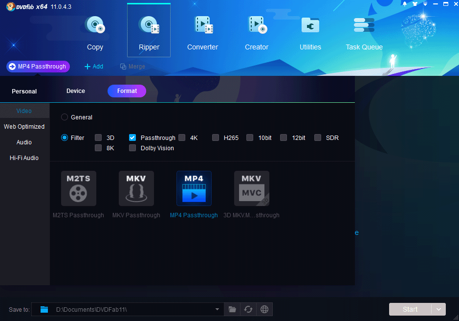 DVDFab Passthrough Profiles