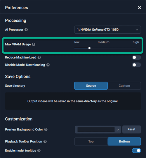 topaz video enhance ai unable to run the selected model