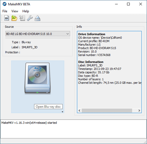 MakeMKV Load Blu-ray