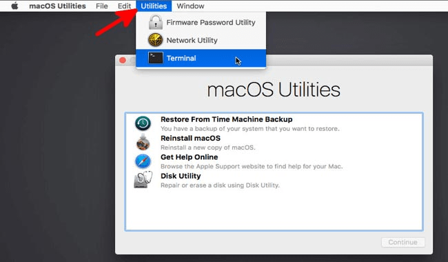 mac boots to prohibitory sign mac os utilities screen