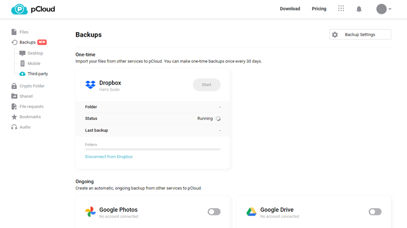 pCloud: Backup Dropbox, OneDrive, Google Photos/Drive, Facebook