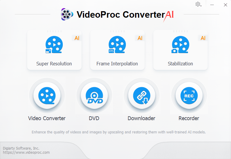 VideoProc Converter AI Review: Start Up