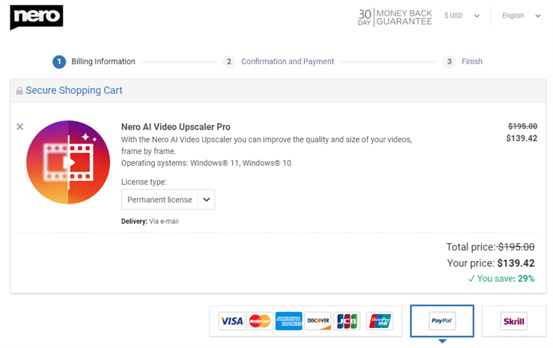 Nero Video Upscaler Review: Pricing