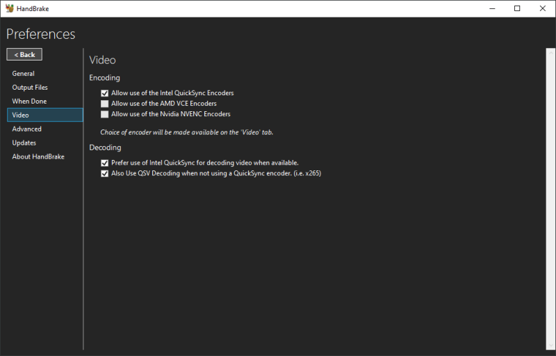 Handbrake Encoding Decoding Preference
